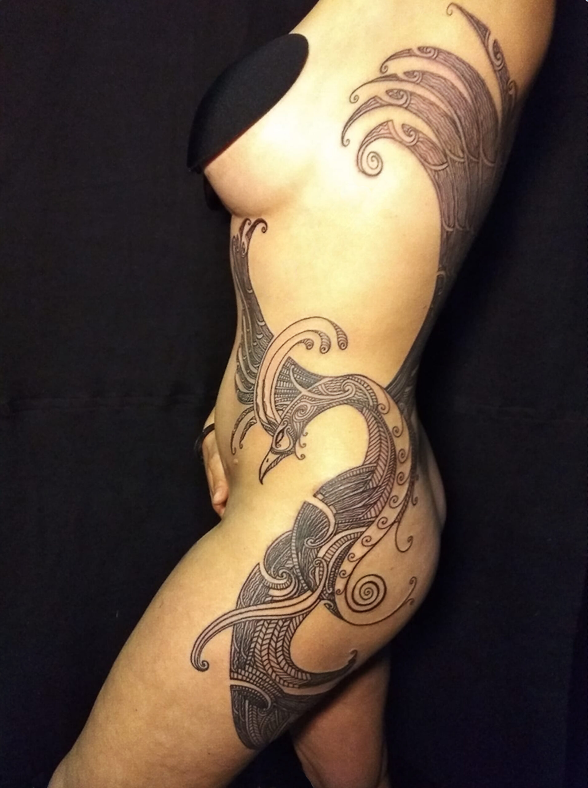 Award winning Maori Phoenix inspired free-hand tattoo by Simone Randagio in Heilbronn Germany 2019